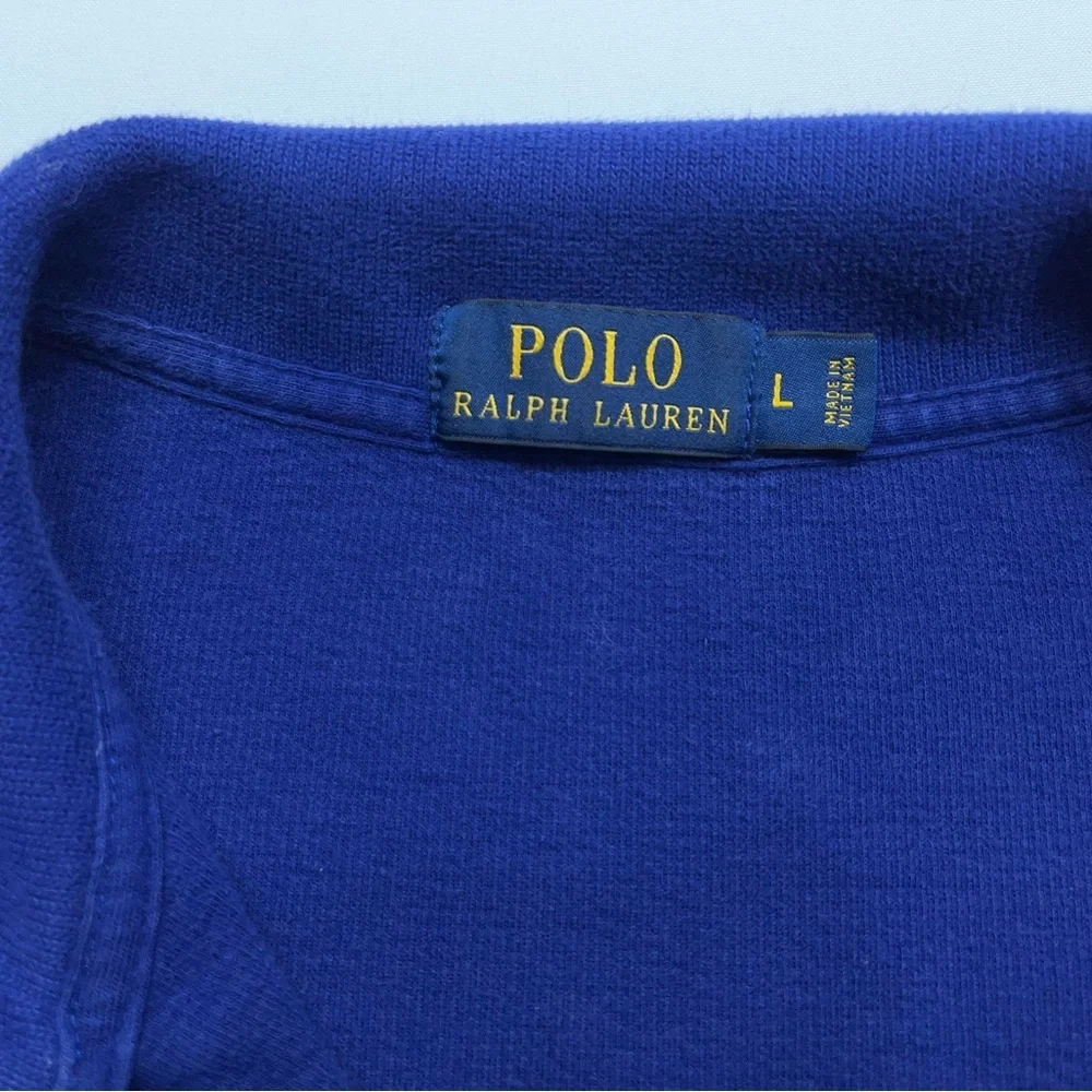 Polo Ralph Lauren 1/4 Zip Sweater Mens Size Large Blue Pony Logo Cotton Designer